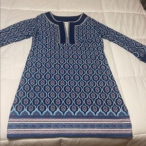 Cabana Life Navy and White Geometric Dress